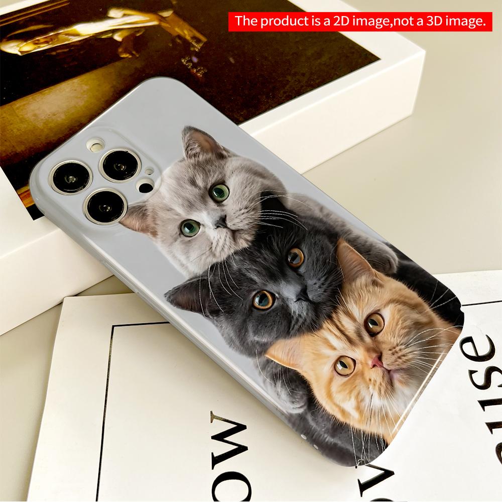 Stacked Cats Trio Phone Case All inclusive film hard phone case, compatible with iPhone 18 Pro Max 17 16 15 14 13 12 11