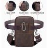 BULLCAPTAIN Men's Genuine Leather Crossbody Phone Bag Vintage Cowhide Mini Shoulder Bag Casual Travel Sling Pouch Waist bag