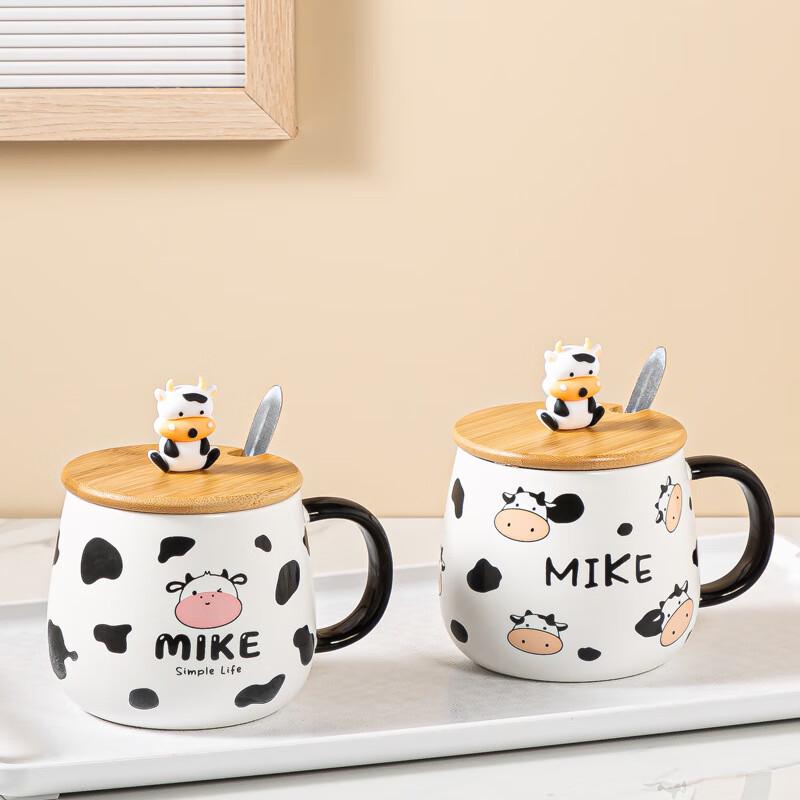 Cartoon Ceramic Mug with Lid and Spoon