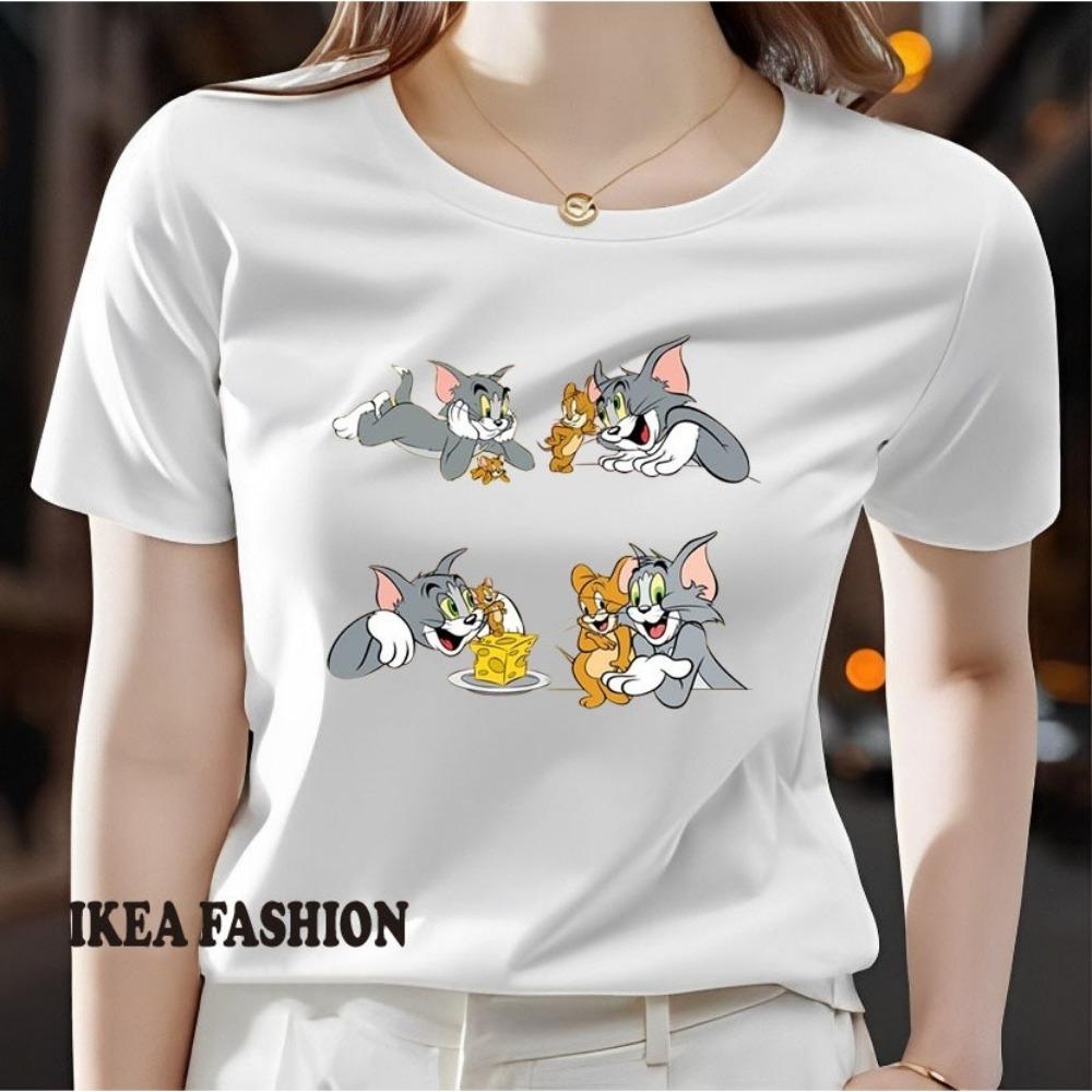 

Новая повседневная женская футболка с принтом, коротким рукавом и круглым вырезом, слегка эластичная, для весны и лета, новый суперпопулярный инс 6XL