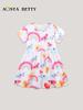 Europäischer Stil Cartoon Prinzessinnenkleid für Mädchen - Kurzarm, Rundhalsausschnitt, Sommerdesign