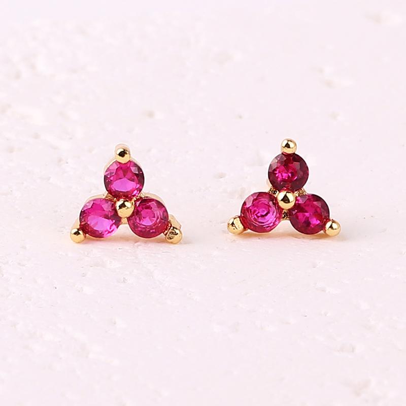 Gold Filled Stud Earrings For Women Bling Cute Color CZ Zircon Piercing Women's Earrings 2026 Fashion Jewelry Wholesale