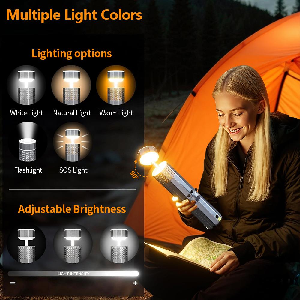 15600mAh Camping Lights Rechargeable Telescopic Portable Tent Magnetic Lantern Collapsible Flashlight Hiking Fishing Travel