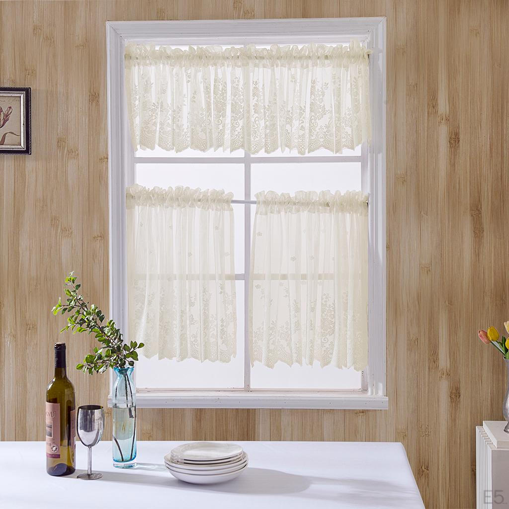 Tier Voile Valance Window Curtains Home Decor