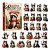 Decorative Christmas Accents Cat Advent Calendar, 24 Day Countdown with Cute Ornaments, Calendar 2D Acrylic Kitty Holiday Decorations, Gift for