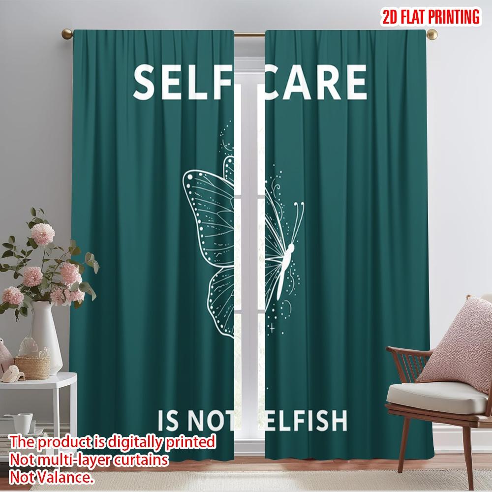 

2pcs 2D flat printing Curtain Self-Care Butterfly 100% Polyester Fabric Without Electricity 0 Use for Indoor Celebrations 52.50×116.00 CM 2pcs