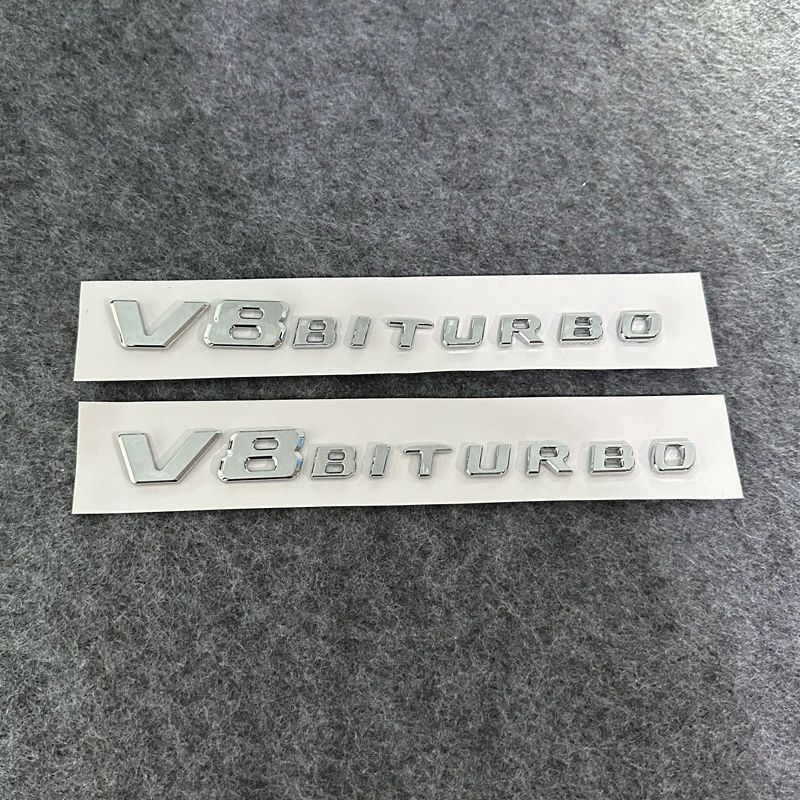 2Pcs V8 Biturbo 4matic Car Fender Side Emblem Logo Badge For C63S W205 E63S W213 S63 W222 GLC63S X253 GLE63S W167 AMG Accessories