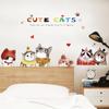 Cute Cartoon Cat Wall Stickers for Bedroom Bedside Sofa TV Cabinet Restaurant Pet Shop Background Home Decoration