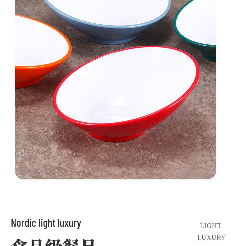 Velká šikmá melaminová mísa - Imitace porcelánu pro horký hrnec, salát a dochucovadla