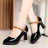 Fashion Fashion Shallow Ankle Buckle Patent Leather Shoes Women's Mary  2024 Spring Block High Heels Shoes For Office Model Elegant