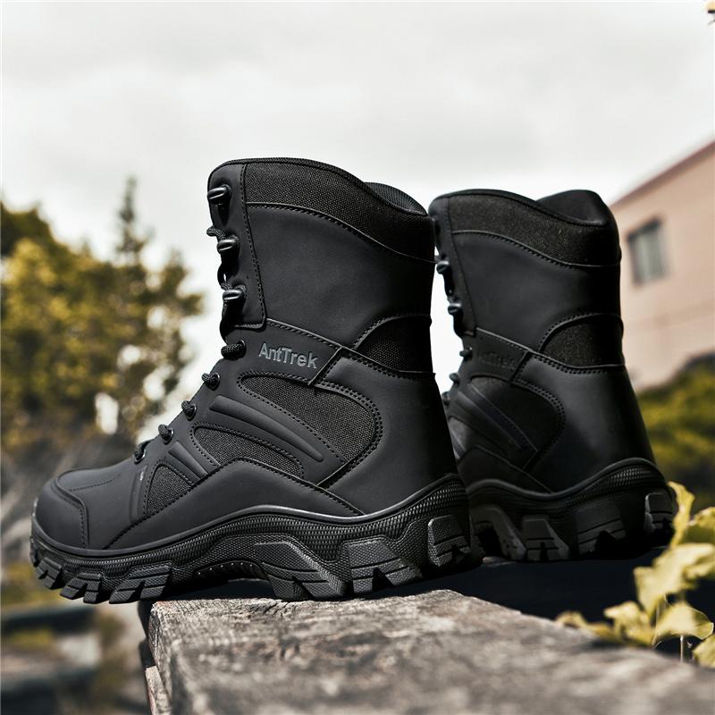 Mid Ankle Hiking Boots Men Quick Lace Hooks Metal Eyelets Deep Tread 39-46