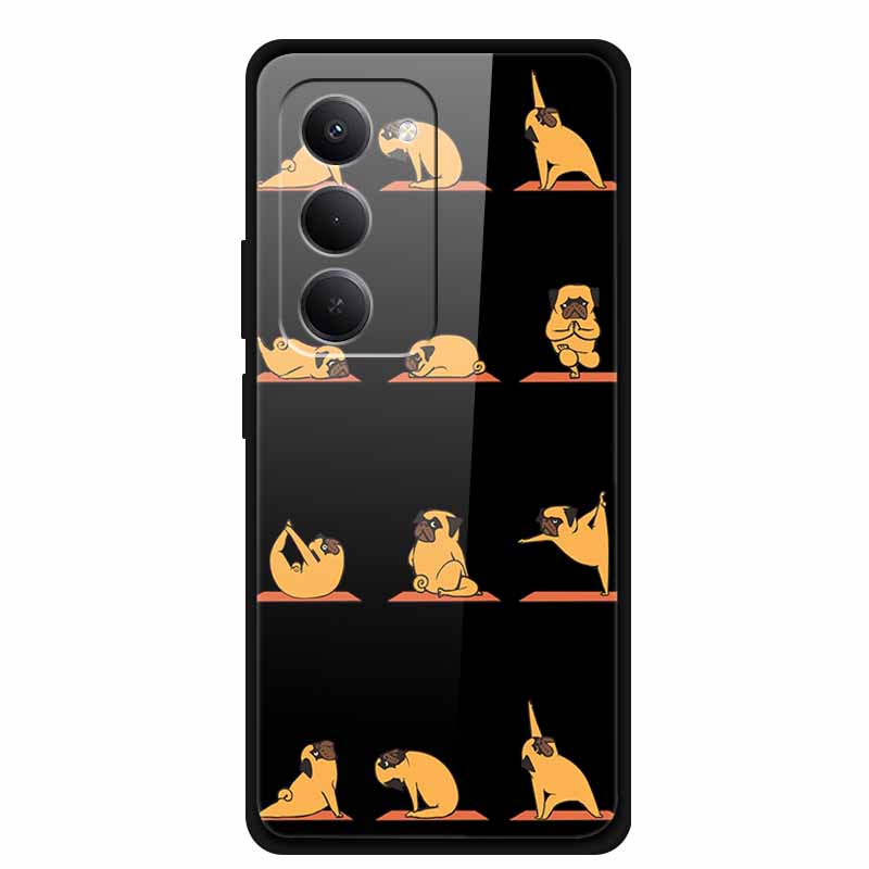 Glas-Rückseite für Xiaomi Redmi 15 4G Cartoon Niedlich Weicher Stoßfänger Harte Gehärtete Glas Hülle für Xiaomi Redmi 15 5G Hülle 6,9" Schale