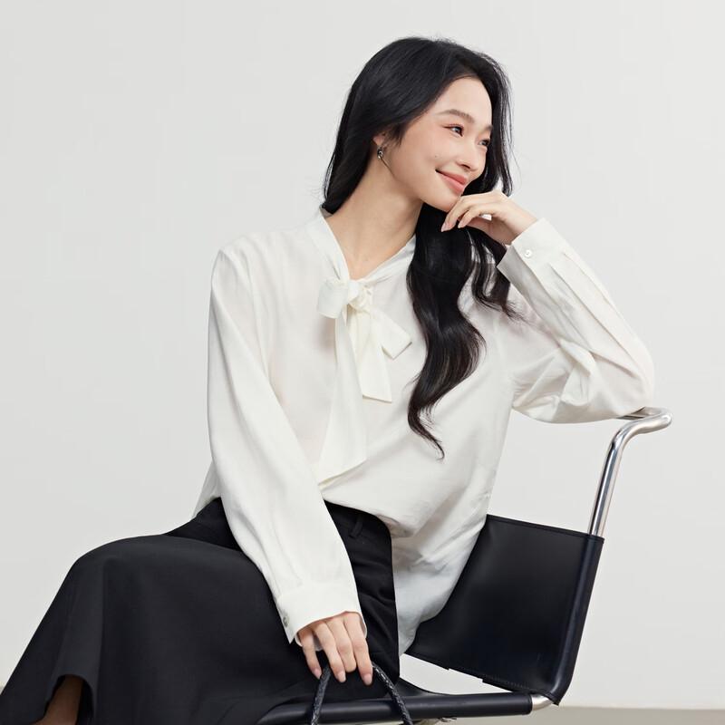 Elva  Island Women s Tie-Neck Thin Long-Sleeve Blouse M
