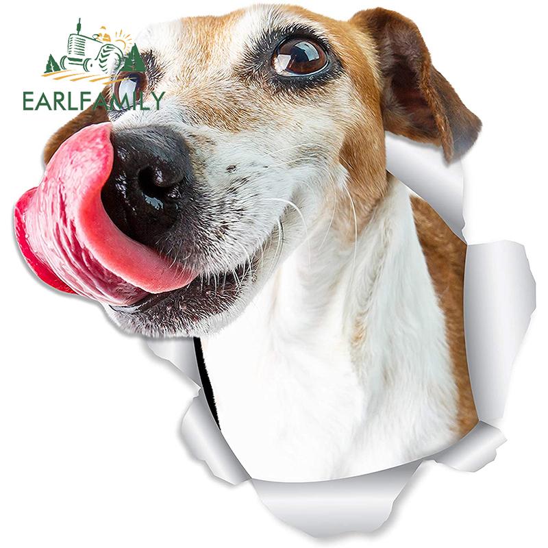 

EARLFAMILY 13 см x 12,5 см 3D Автомобильная наклейка Голодный Джек Рассел Наклейка для собаки для стены Холодильник Туалет Домашний питомец Собака Любовник Разорванная наклейка