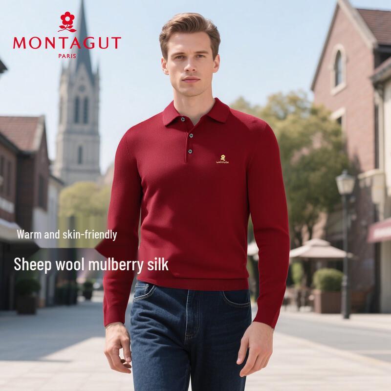MONTAGUT Men's Merino Wool & Silk Infused Knit Pullover