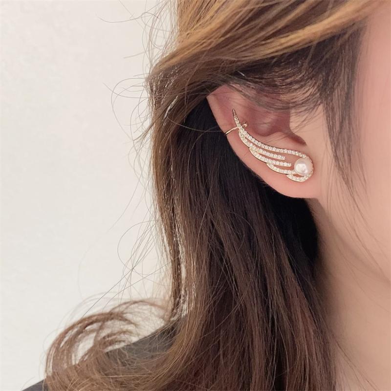 Eenvoudige Legering Lange Vleugel Stud Temperament Veer Oorbellen Zilveren Vleugels Vorm Elf Oor Manchet Oorbellen Sieraden Accessoires Cadeaus