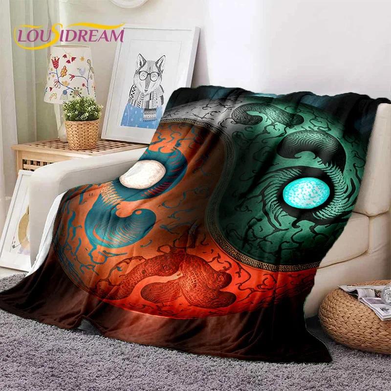 Natur Yin Yang Chinesische Tai Chi Bagua Weiche Flanelldecke für Betten Schlafzimmer Sofa Picknick, Überwurfdecke zum Zudecken Outdoor Nickerchen Geschenk