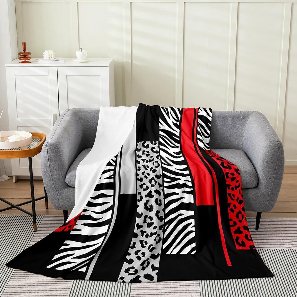 Feelyou Luipaard Zebra Pluche Plaid x Kinderen Cheetah Roze Wit Zwart Flanel Fleece Alle Seizoenen Ademend Bed Deken Anima