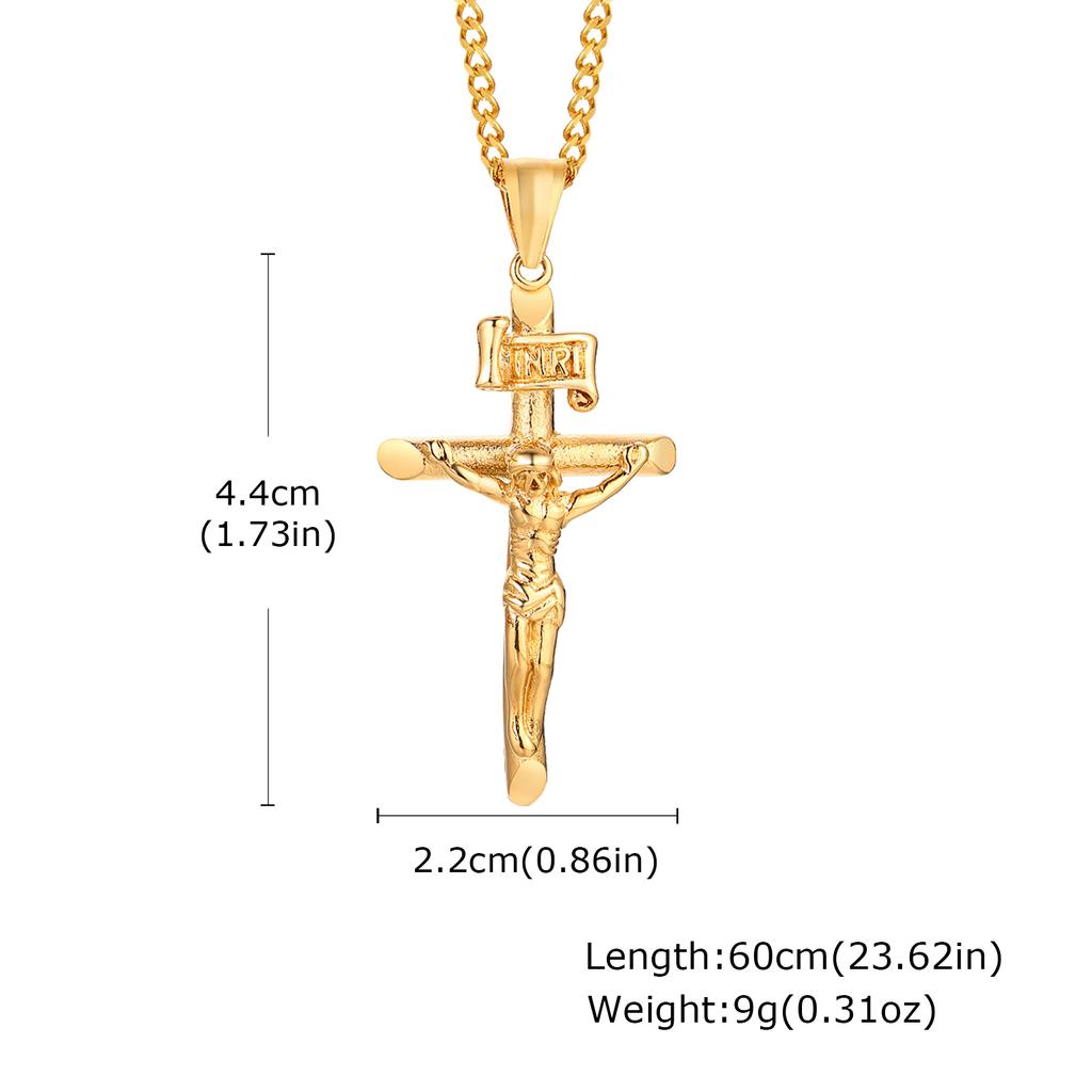 Stainless Steel Catholic Cross Necklace for Men,St. Benedict's Catholic Crucifix Pendant Necklace,Religion Gothic Jewelry Gift