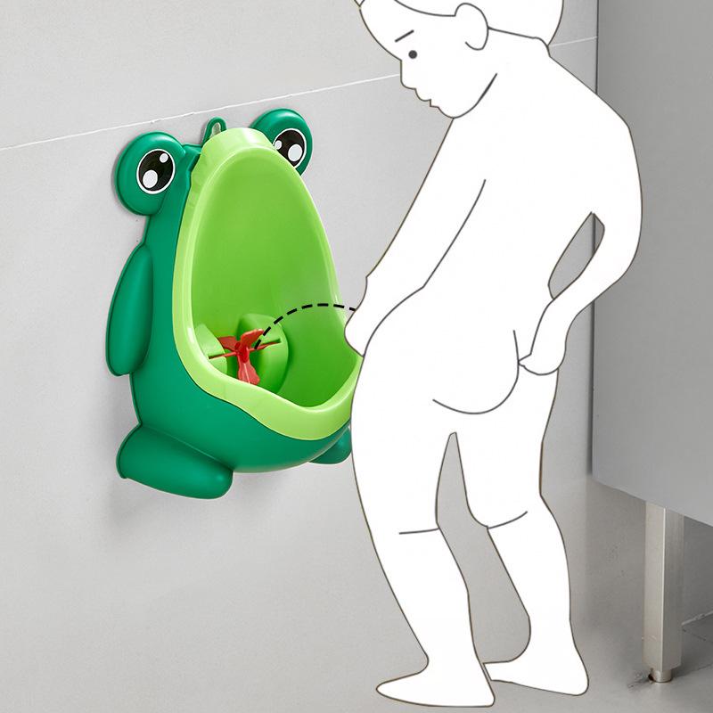 Niedliches Frosch-Trainingsurinal Jungen Wandmontiertes Urinal Froschform Jungen Vertikales Urinal Töpfchen Jungen Stehend Vertikales Pipi-Urinal Trainer