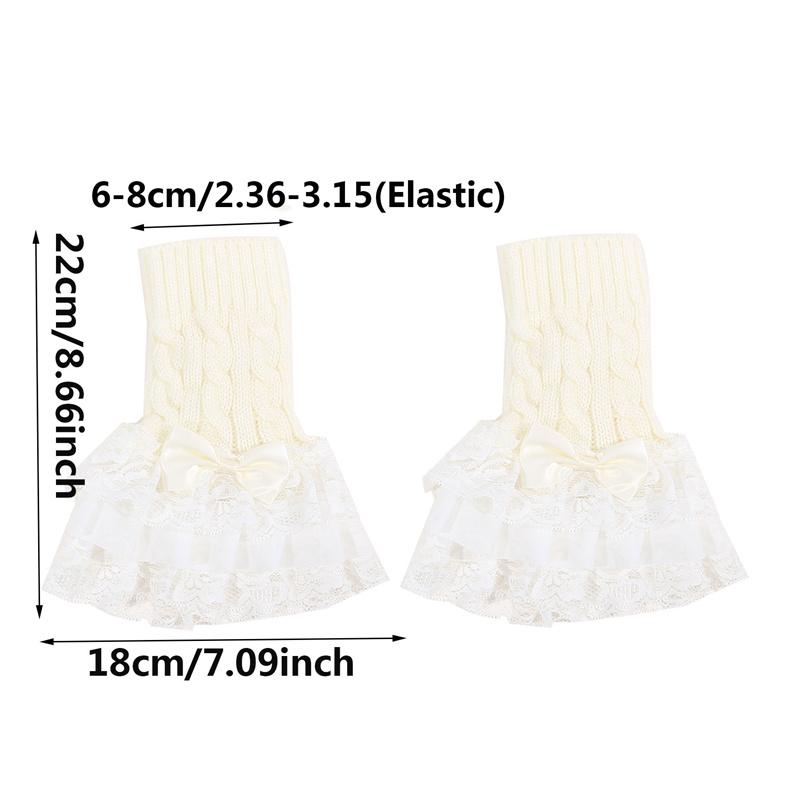 Women Fake Sleeve Knitted Ruffles Cuffs Lolita Black White False Sleeves Edges Cuffs Detachable Wrist Warmer for Shirt Sweater