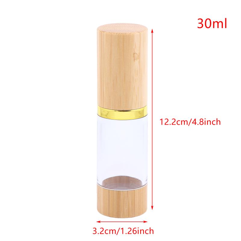 Travel Size Airless Pump Bottles Bamboo Plastic Refillable 30ml 50ml Leakproof Cosmetic Containers for Skincare