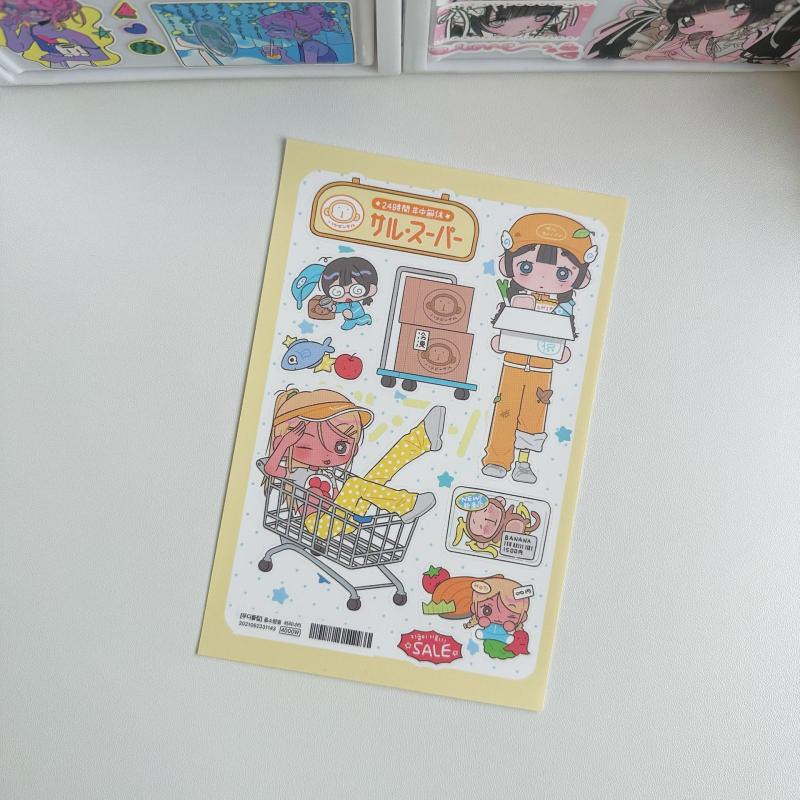 

1 Sheet Korean Kawaii Y2K Decals Cute Sweet Cool Japanese Shibuya Girl Sticker Hand Account Diary Scrapbook Decorative Stickers