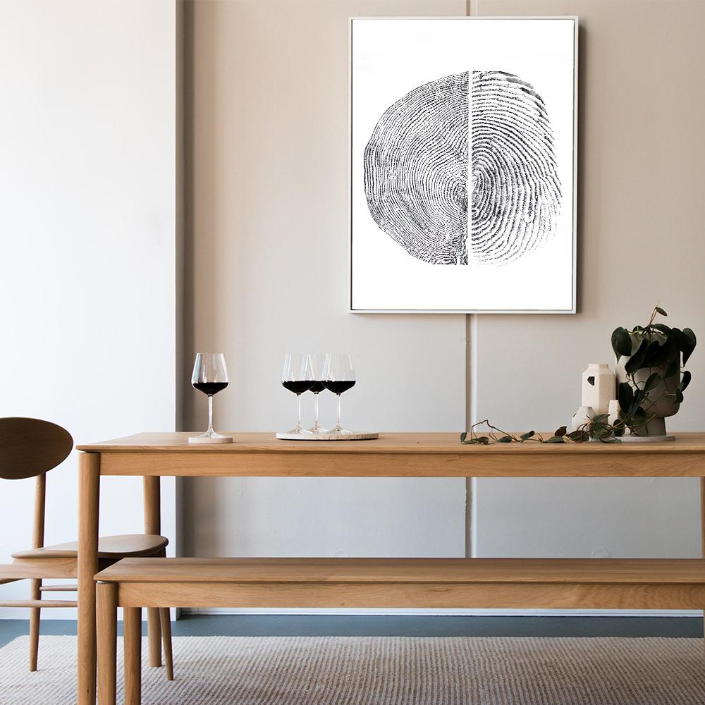 Fingerprint and Tree Ring Rubbing Canvas Painting Black And White Wall Art Print Nordic Poster Modern Pictures for Living Room