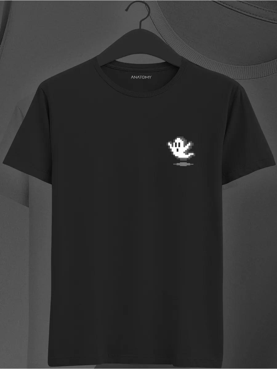 Black T-shirt with small ghost print 3XL