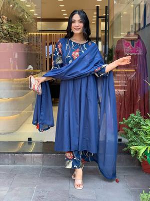 Women Designer Party Wear Kurti Pant Dupatta Set Indian Bollywood Top Tunic Salwar Suit Dress