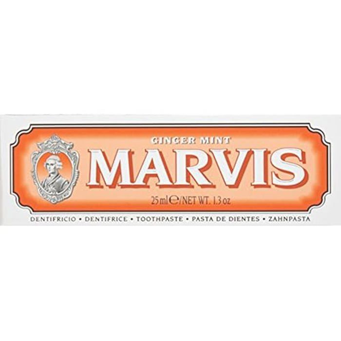 Crème Dentaire - MARVIS - Ginger Mint - 25ml - Élimine La Plaque - Sans Gluten - Sans Fluorure