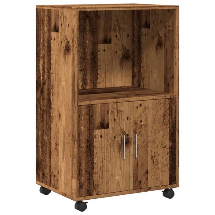 VidaXL Rolling Cabinet Old Wood 55x40x91 Cm Engineered Wood, Filing Cabinet, Storage Cabinet for Home, File Cabinet 853189