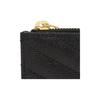 Saint Laurent Ysl Cassandre Gold Logo Zipper Grainy Embossed Quilted Leather Card Holder Coin Purse Women wallet Black 607915-BOW01-1000