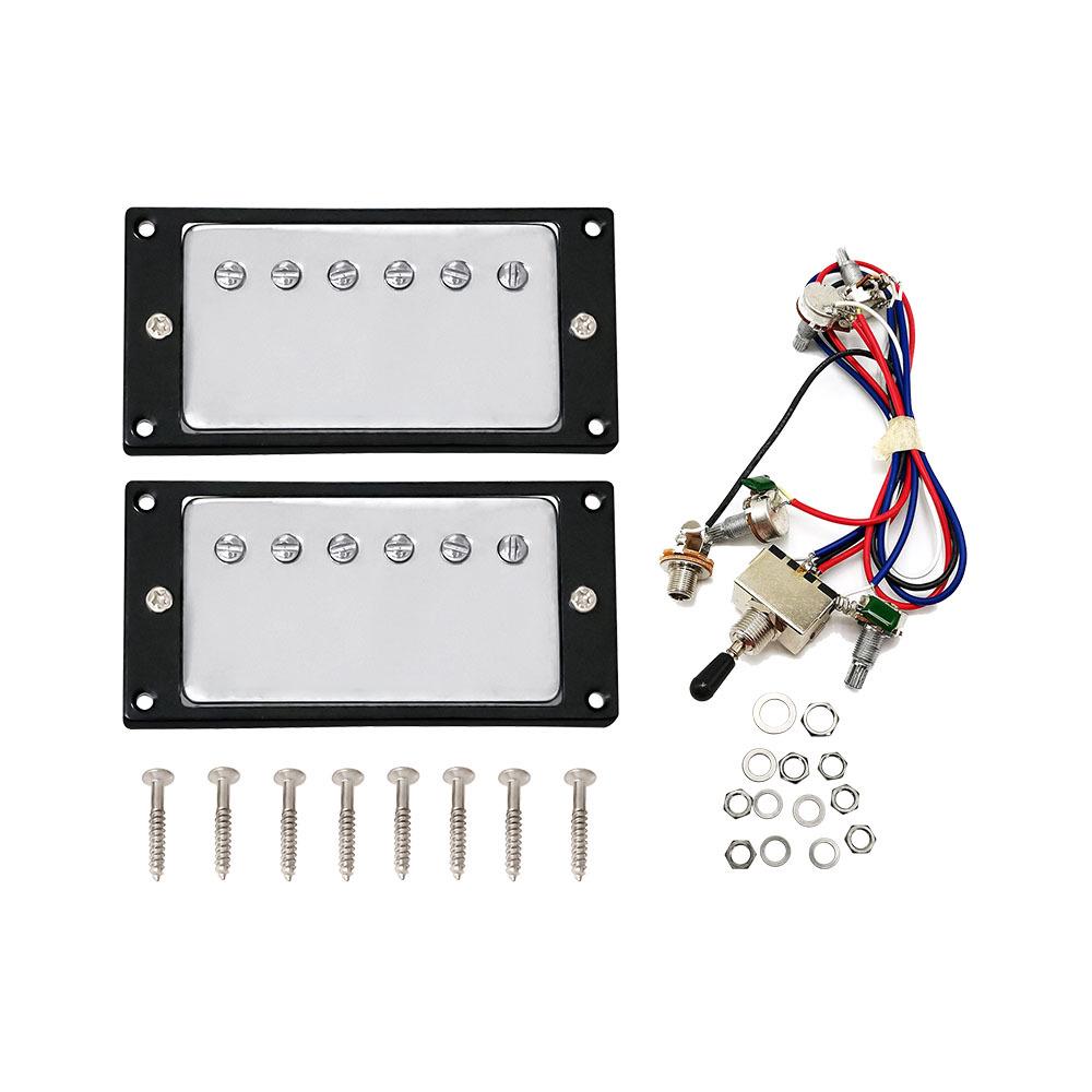 Звукосниматели для электрогитары Humbucker в черной рамке LP с схемой для нековой позиции 5052