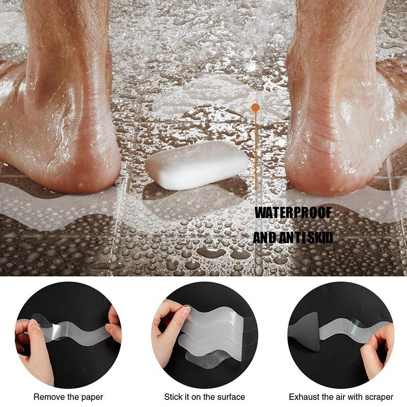 New 24pcs/Package Transparent Anti-Slip Stickers For Bathroom Floor And Shower - Bathtub Floor Safety Anti-Slip Strips