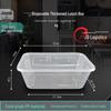 1500ml Rectangular Microwavable Disposable Food Containers with Lids, 150 Sets