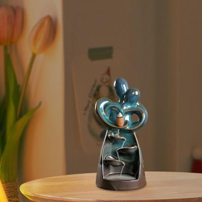 Backflow Incense Burner Hugging Lover Censer,Home Figurine Cone Holder Waterfall for