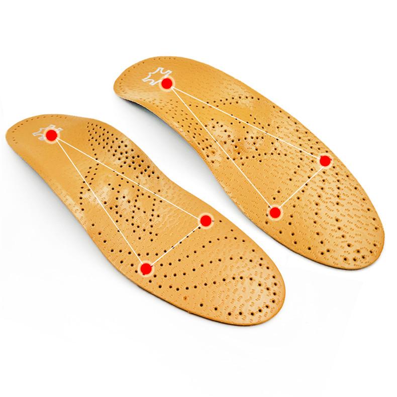 Cowhide Leather Arch Support & Metatarsal Massage Insole for Flat Feet - Unisex Casual Full-Length Pad