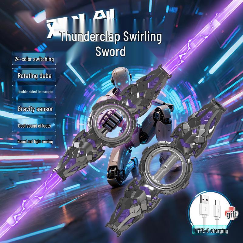 New Fire Whirlwind Double-Edged Laser Light-Up Retractable Sword Toy for Kids - Hot Selling Internet Sensation