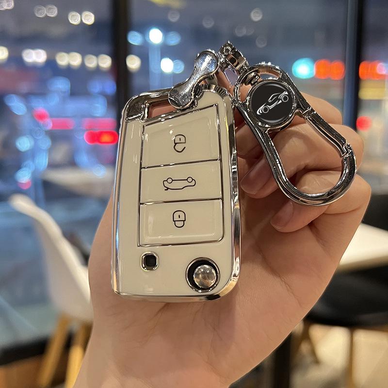 Volkswagen Key Case for Lavida, T-Cross, T-Roc, Tayron, Tharu, Tacheng GTE, Passat - Exquisite Folding Shell.