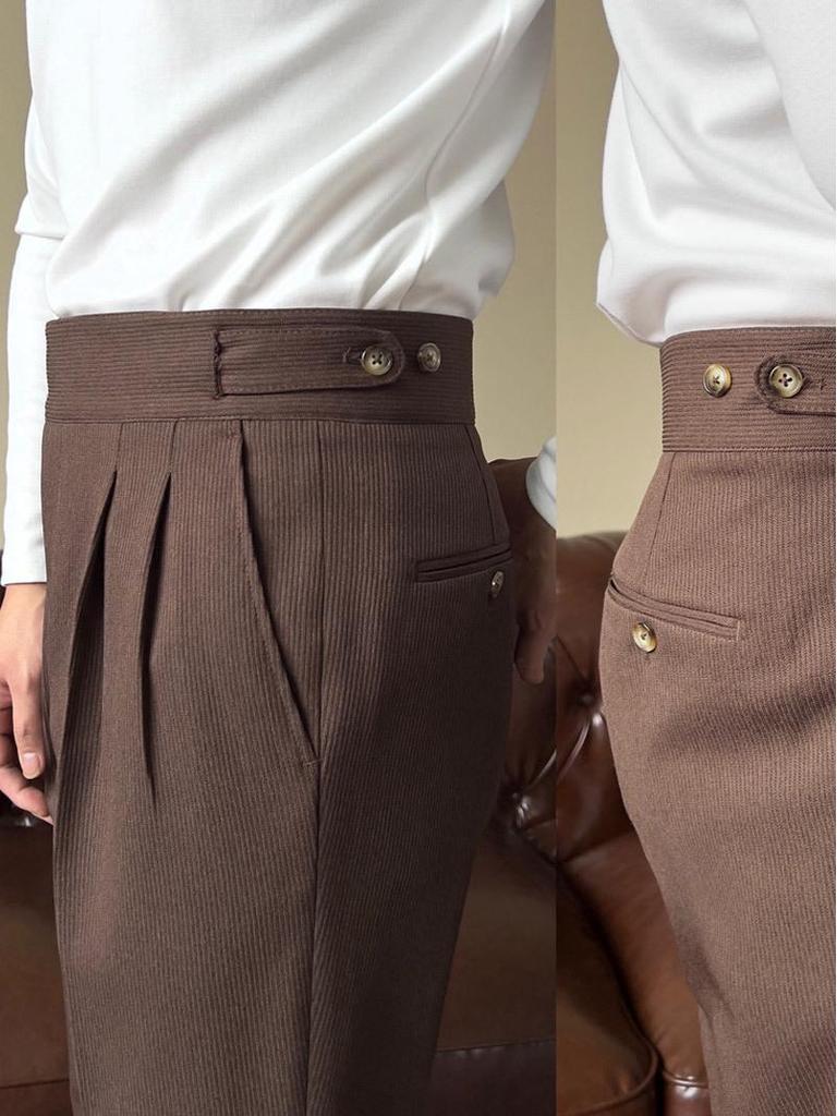 Ruishen Clothing Italian-Style Gurkha High-Waist Straight-Leg Casual Suit Pants