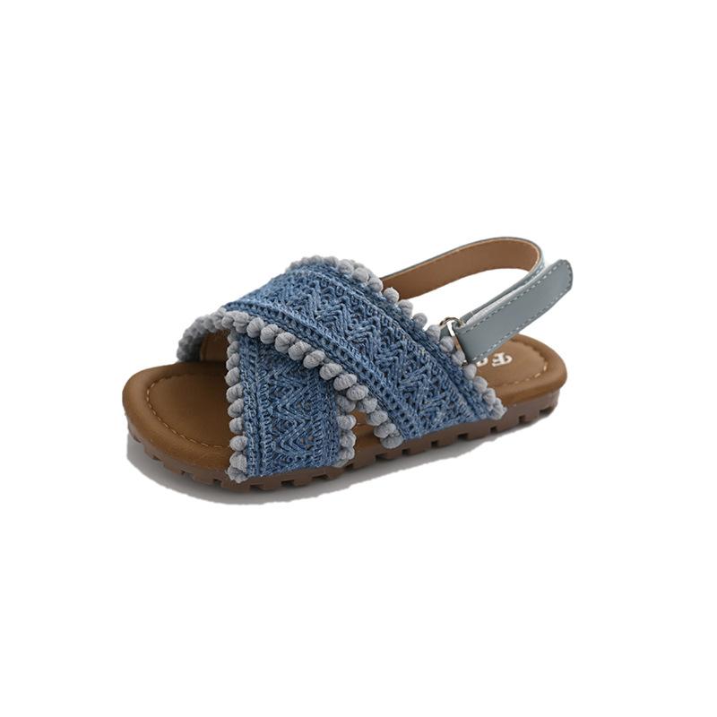 Mädchen Sandalen Weben Retro Ins Trendy Kinder Strandschuhe Koreanischer Stil 2025 Sommer Neu Kinder Freizeitschuhe Slipper Rutschfest