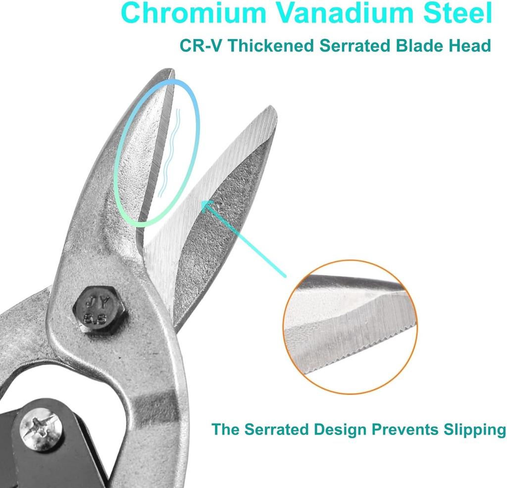 10 Zoll Flugzeugblechschere, Heavy Duty Chrom-Vanadium-Stahl Metallschneidezange zum Schneiden von Blech, CR-V Geradeaus
