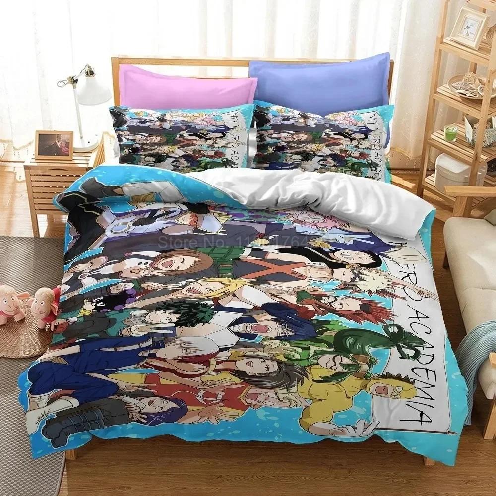 

3d My Hero Academia Boys Japanese Anime Bedding Set Printed Bed Set With Pillowcase Bed Duvet Cover Queen Super King Size EU Single(135*200cm)3pcs