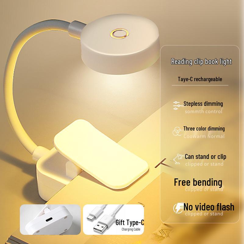 LED Desk Lamp & Bed Quilt Clips - Eye Care Night Light for Dorms
