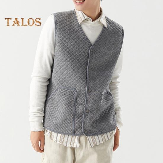 Men Waistcoat V-Neck Sleeveless Single-Breasted Vest Coat Solid Color Velvet Lined Warm Vest Jacket with Pockets