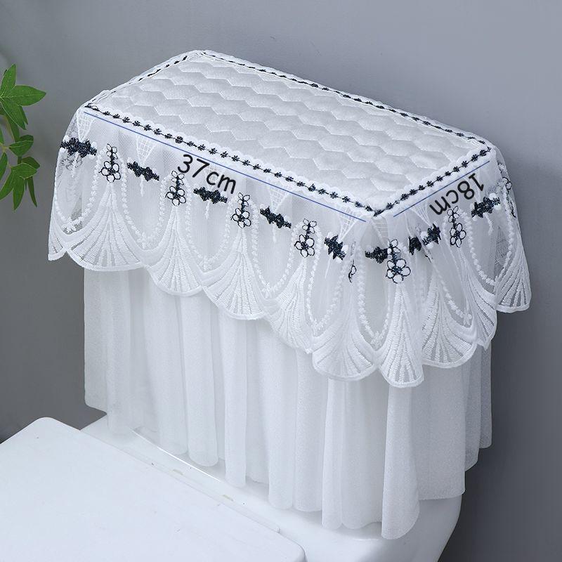 Universal Toilet Tank Cover Dirt Resistant Non Slip Dustproof Pad Lace Cover Detachable Toilets Cover Clothes Home Decoration