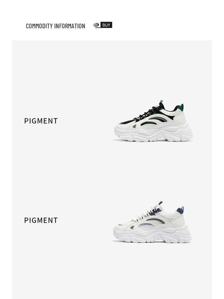 Dad Shoes: Men's Trendy Breathable Mesh Sneakers, Versatile Thick-Soled White Casual Summer Sports Footwear.