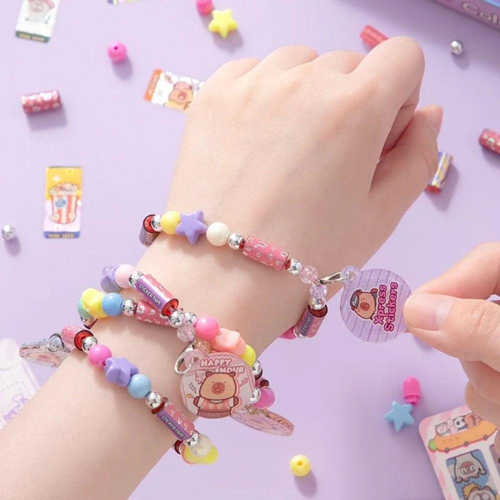 DIY Capibala Stickers Bracelets Set Creative Cartoon Decorative Sticker  Hand Account Decor