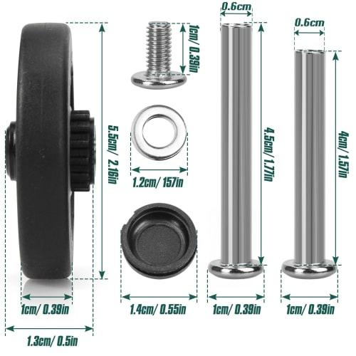 Domiella Suitcase Wheel Repair Kit, Tire Replacement, DIY Suitcase Caster Replacement (LN-2 - 55mm Diameter - Set of 8)